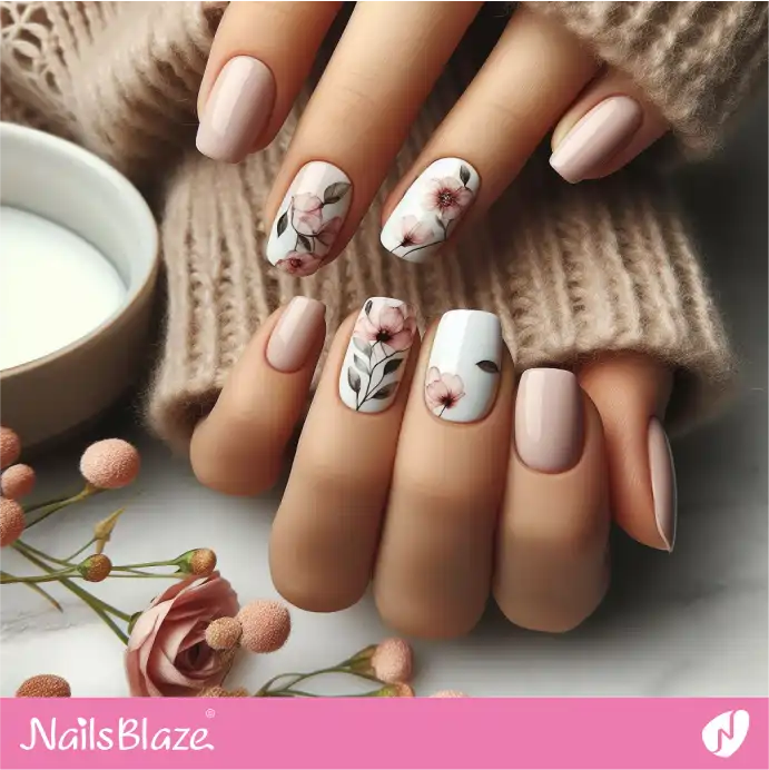 Flower Watercolor Nail Design | Paint Nail Art - NB2267